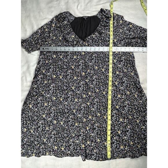 Madewell Womens Sz S black floral shirt dress button front Bohemian Cottagecore - Picture 7 of 10